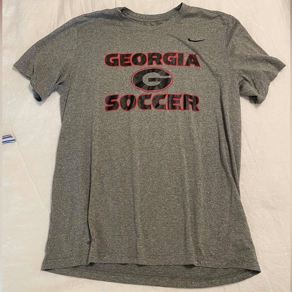 Nike Gray Georgia Soccer Short Sleeve Tee with Red and Black Accents